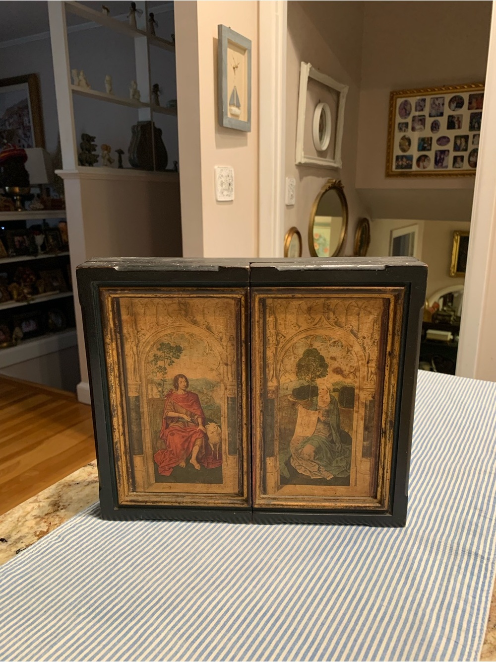 Vintage religious altarpiece depicting scenes from the life of Christ
